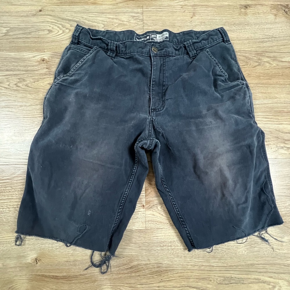 Carhartt Distressed Navy Relaxed Fit Cut Off Shorts